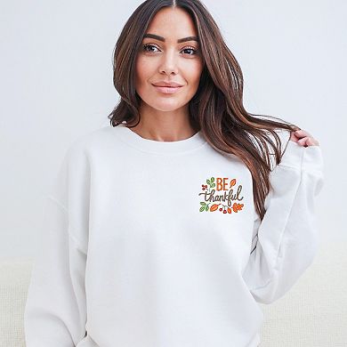 Embroidered Be Thankful Leaves - Women's Graphic Sweatshirt