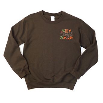 Embroidered Be Thankful Leaves - Women's Graphic Sweatshirt
