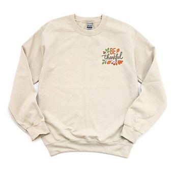 Embroidered Be Thankful Leaves - Women's Graphic Sweatshirt