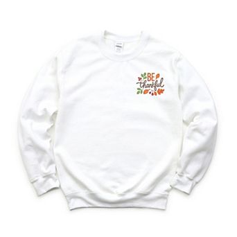 Embroidered Be Thankful Leaves - Women's Graphic Sweatshirt