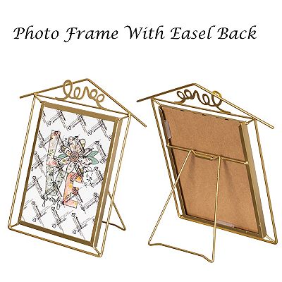 Fabulaxe Set of 2 Small Gold Metal Floating Picture Frames One