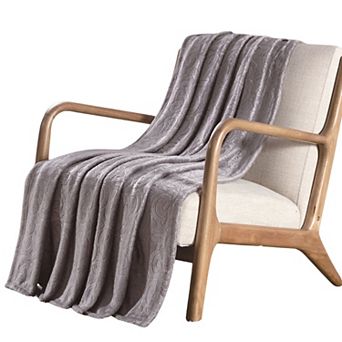 Plazatex Dama Embossed Scroll Pattern Soft And Cozy Throw Blanket