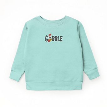 Embroidered Gobble Turkey Face - Youth Graphic Sweatshirt