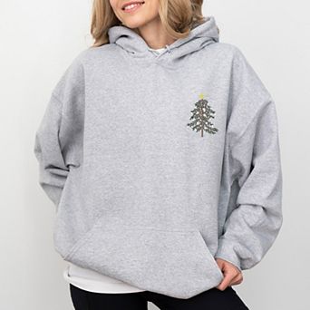 Embroidered Christmas Tree Outline - Women's Graphic Hoodie