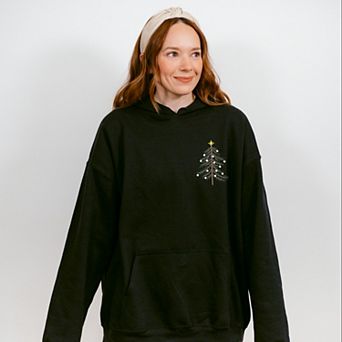 Embroidered Christmas Tree Outline - Women's Graphic Hoodie