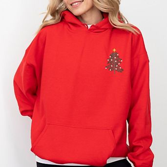 Embroidered Christmas Tree Outline - Women's Graphic Hoodie