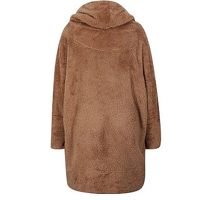 Women's Double-Sided Fleece Open Front Cardigan Long Coat Solid Color Loose Oversized Outerwear