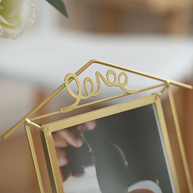 Fabulaxe Set of 2 Decorative Gold Metal Vertical Floating Picture Frames with Easel Back