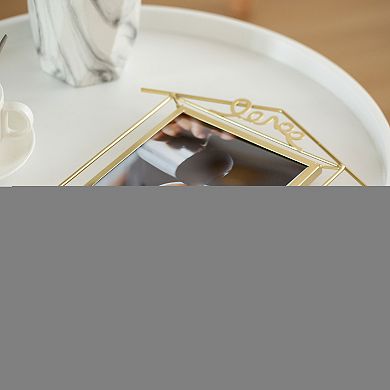 Fabulaxe Set of 2 Decorative Gold Metal Vertical Floating Picture Frames with Easel Back