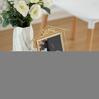 Fabulaxe Set of 2 Decorative Gold Metal Vertical Floating Picture Frames with Easel Back