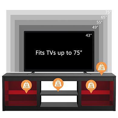 66" Modern TV Stand with Open Storage Shelves Media Console for TVs up to 75"