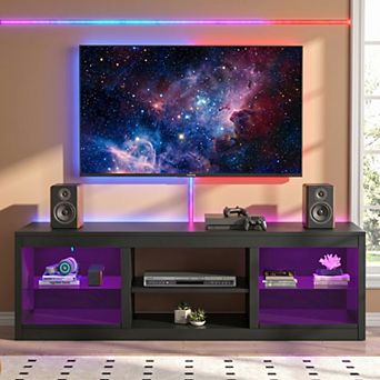 66" Modern TV Stand with Open Storage Shelves Media Console for TVs up to 75"