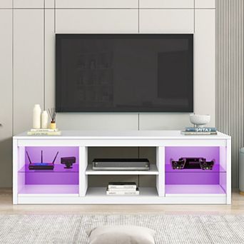 66" Modern TV Stand with Open Storage Shelves Media Console for TVs up to 75"