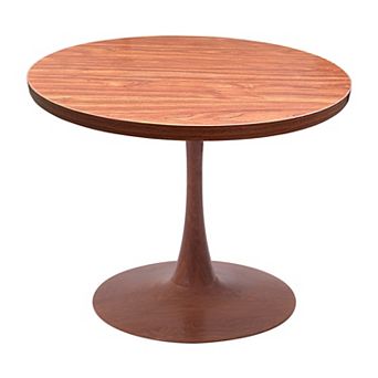 LeisureMod Bristol 36" Round Dining Table - MDF Top and Cherry Pedestal Base