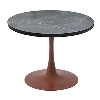 LeisureMod Bristol 36" Round Dining Table - MDF Top and Cherry Pedestal Base