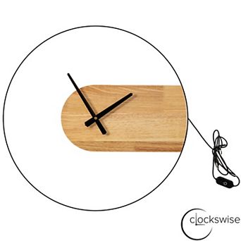 Clockswise 20" Industrial Style Modern LED Wall Clock Wood and Metal Design Round