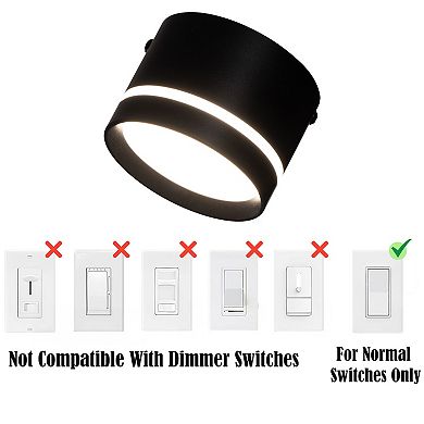 Quickway Imports 15W Surface-Mounted LED Cylinder Downlight Modern 4000K White Spotlight