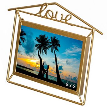 Fabulaxe Decorative Gold Metal Floating Picture Frame for 6x8 Horizontal