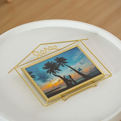Fabulaxe Decorative Gold Metal Floating Picture Frame for 6x8 Horizontal