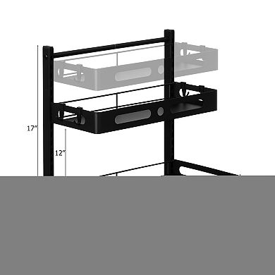 Basicwise Adjustable Height Under Sink Pull-Out Organizer 2-Tier Sliding Shelf Rack Heavy-Duty