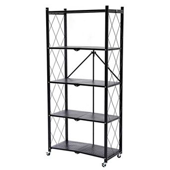 Assembled Black Foldable Metal Storage Shelving Unit
