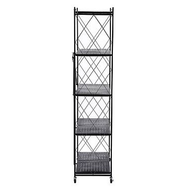 Assembled Black Foldable Metal Storage Shelving Unit