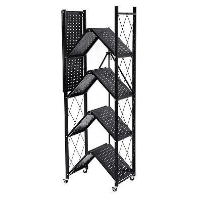 Assembled Black Foldable Metal Storage Shelving Unit