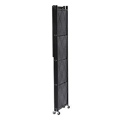 Assembled Black Foldable Metal Storage Shelving Unit