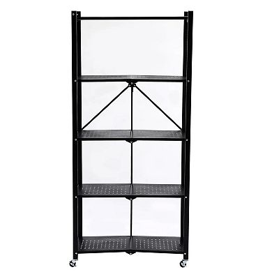 Assembled Black Foldable Metal Storage Shelving Unit