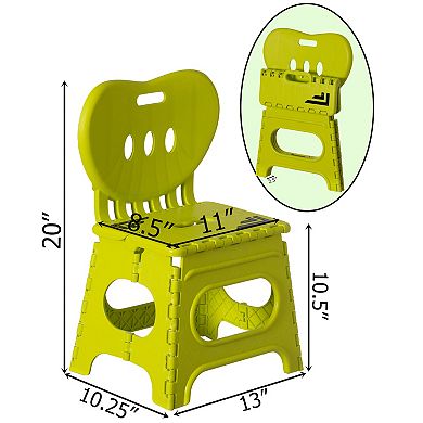 Plastic Foldable Step Stool With Back Support, Heart Shaped Backrest, Portable Chair With Handle