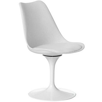 Modern Swivel Tulip Side Chair With Comfortable Cushioned Seat, White Accent Side Chair, Single