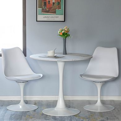 Modern Swivel Tulip Side Chair With Comfortable Cushioned Seat, White Accent Side Chair, Single