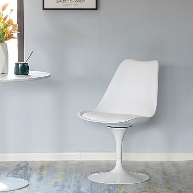Modern Swivel Tulip Side Chair With Comfortable Cushioned Seat, White Accent Side Chair, Single