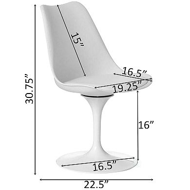 Modern Swivel Tulip Side Chair With Comfortable Cushioned Seat, White Accent Side Chair, Single