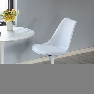 Modern Swivel Tulip Side Chair With Comfortable Cushioned Seat, White Accent Side Chair, Single
