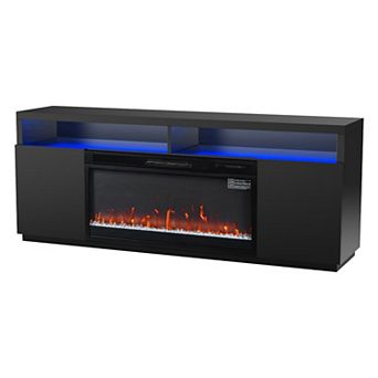 68" RGB LED Fireplace TV Stand with Storage and 36" Insert Electric Fireplace for TVs up to 78"