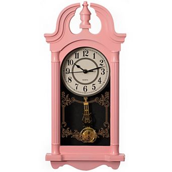 Clockswise 20" Vintage-Inspired Plastic Grandfather Wall Clock with Realistic Wood-Grain Finish