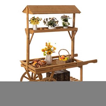 3 tier Rolling Table Cart With 2 Wheels For Home Decor, Display Rack, Lemonade Stand, Or Tea Stall