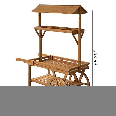 3 Tier Rolling Table Cart With 2 Wheels For Home Decor, Display Rack, Lemonade Stand, Or Tea Stall