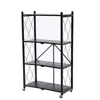 Assembled Black Foldable Metal Storage Shelving Unit