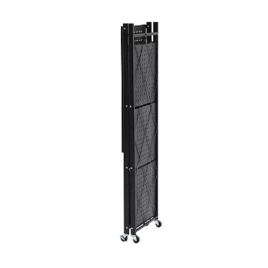 Assembled Black Foldable Metal Storage Shelving Unit