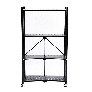 Assembled Black Foldable Metal Storage Shelving Unit