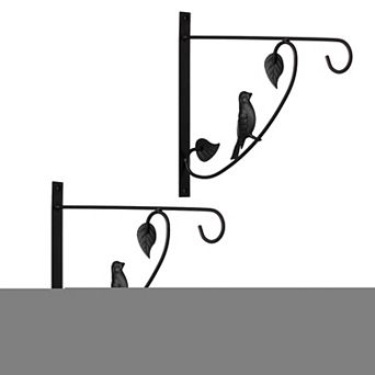 Decorative Black Metal Wall Planter Hooks For Hanging Plants And Flower Pots, Set Of 2