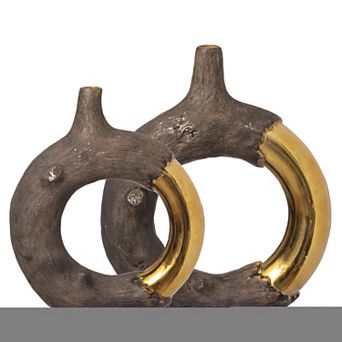 Uniquewise Set of 13" & 11" Resin Ring Vases Open Circle Design Contemporary Decorative Centerpiece