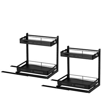 Basicwise Adjustable Height Under Sink Pull-Out Organizer Sliding Shelf Rack