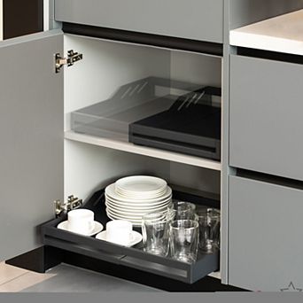Basicwise Expandable Deep Drawer Organizer Adjustable Pull-Out Cabinet Storage Tray