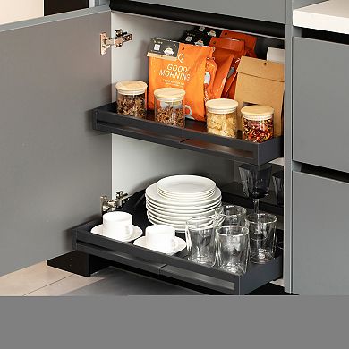 Basicwise Expandable Deep Drawer Organizer Adjustable Pull-Out Cabinet Storage Tray