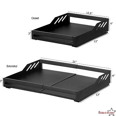 Basicwise Expandable Deep Drawer Organizer Adjustable Pull-Out Cabinet Storage Tray