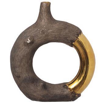 Uniquewise 11" Resin Ring Vase with Open Circle Design Contemporary Decorative Centerpiece Accent