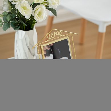 Fabulaxe Set of 2 Large Gold Metal Floating Picture Frames One Horizontal & One Vertical